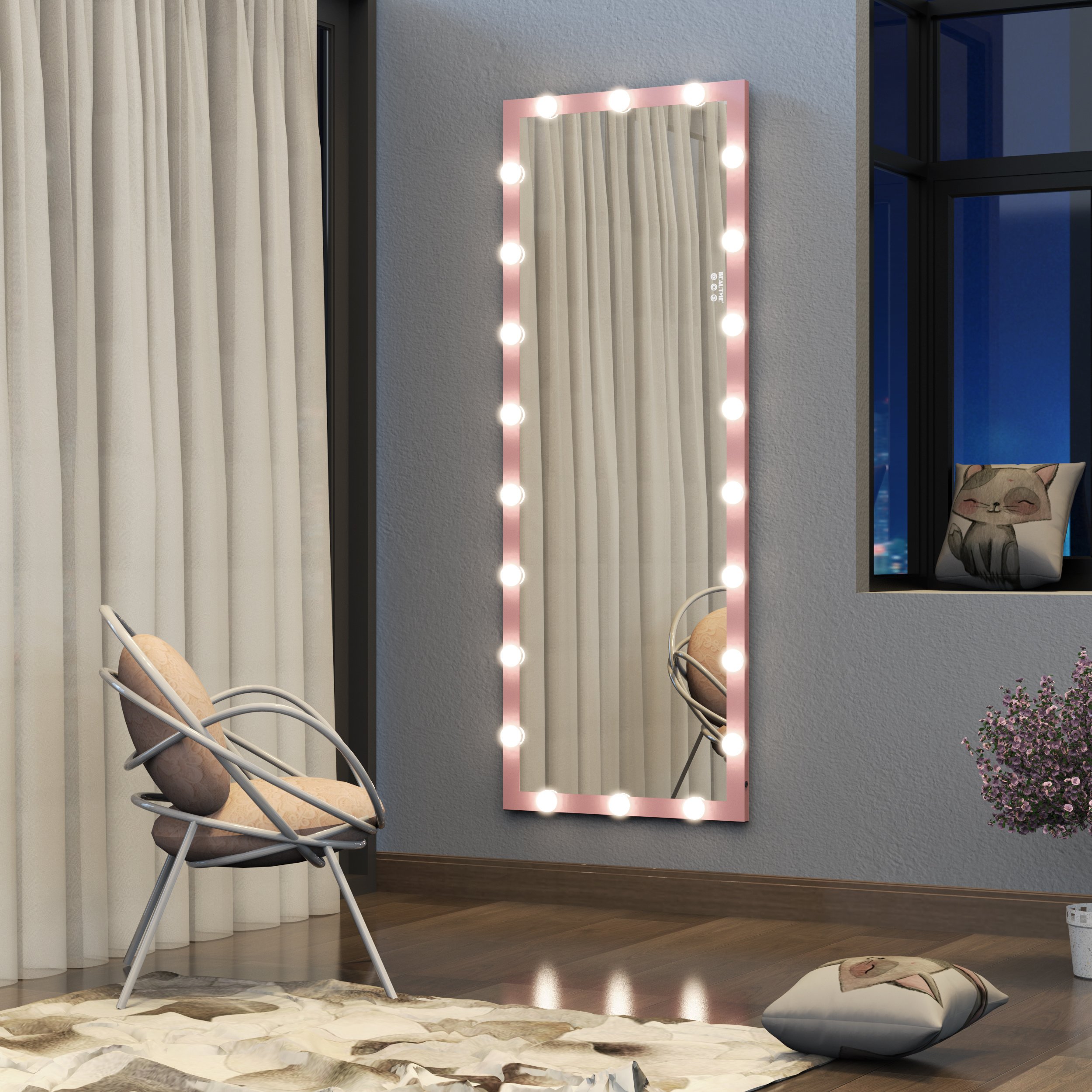 Hollywood Full Length Mirror with Lights Full Body Vanity Mirror with 3 Color Modes Wall Lighted Standing Floor Mirror for Dressing Room Bedroom Hotel Hollywood Full Length Mirror with Lights Full Body Vanity Mirror with 3 Color Modes Wall Lighted Standing Floor Mirror for Dressing Room Bedroom Hotel