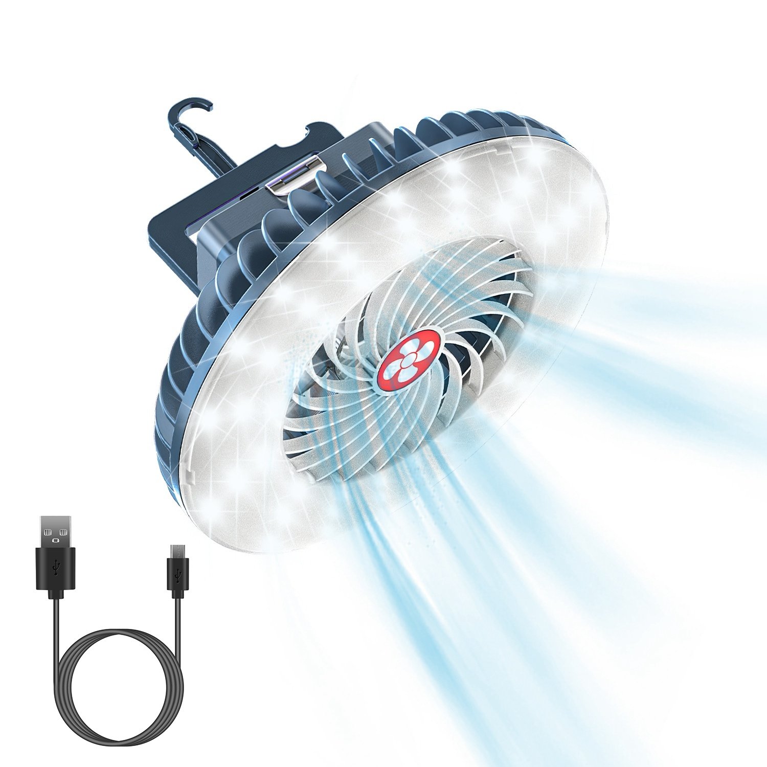 Portable Camping Fan Rechargeable Hanging Tent Lamp Emergency Power Bank with 3 Fan Speeds 2 Lighting Brightness Portable Camping Fan Rechargeable Hanging Tent Lamp Emergency Power Bank with 3 Fan Speeds 2 Lighting Brightness