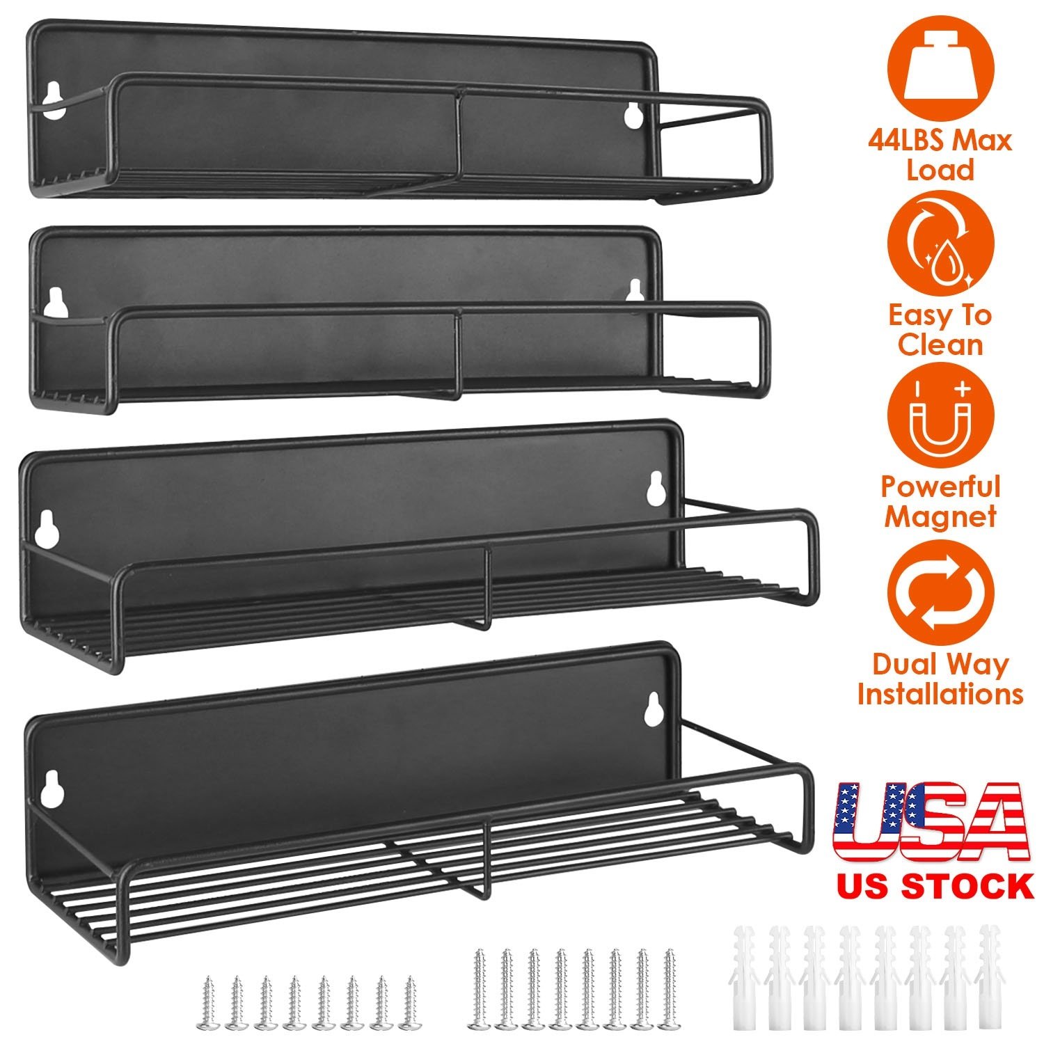 4Pack Strong Magnetic Spice Rack Organizer Fridge Storage Shelf for Jars Seasoning Tins Utensils Space Saver Holder for Refrigerator Microwave 4Pack Strong Magnetic Spice Rack Organizer Fridge Storage Shelf for Jars Seasoning Tins Utensils Space Saver Holder for Refrigerator Microwave