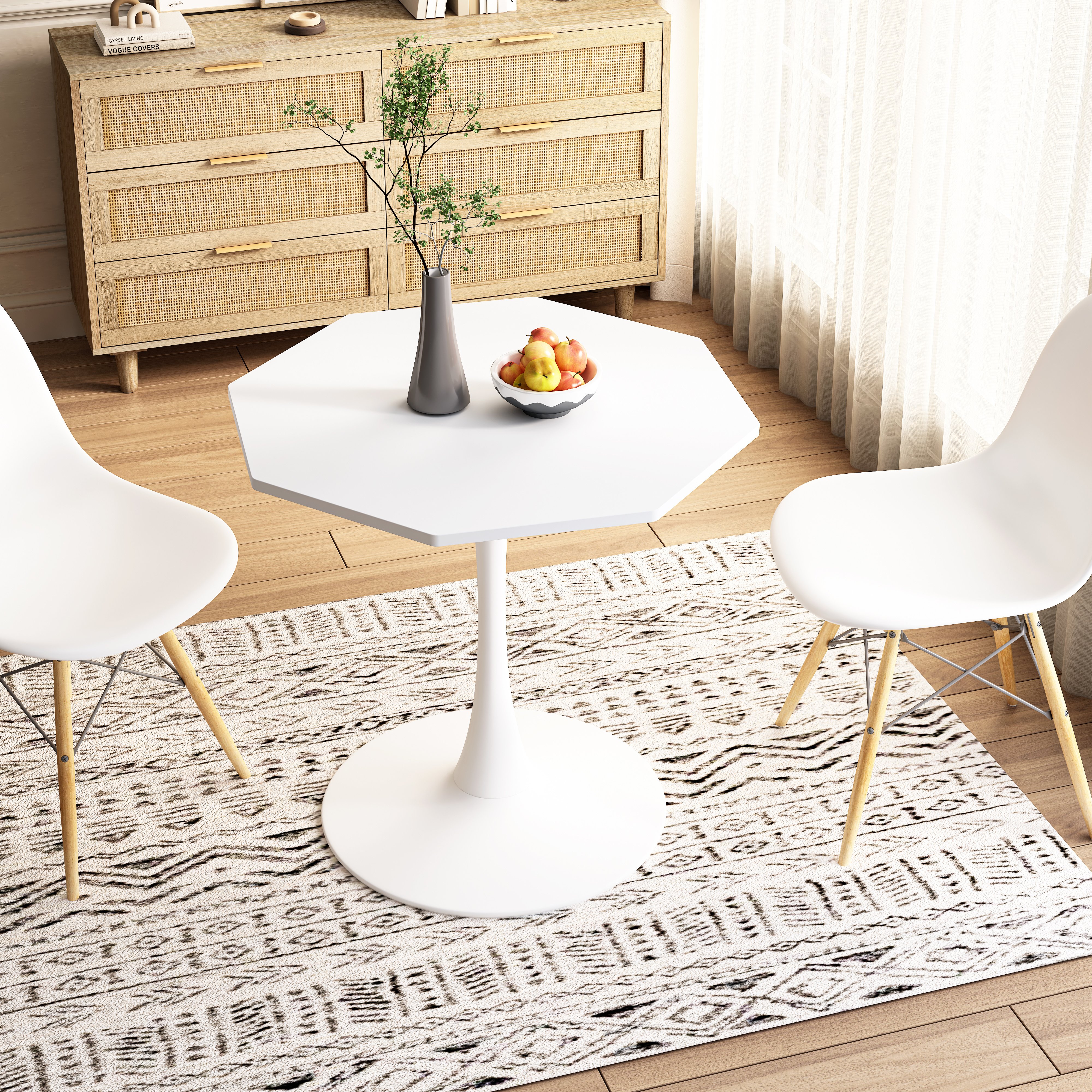 31.50"Modern Octagonal Coffee Table with MDF Table Top,Metal Base, for Dining Room, Kitchen, Living Room,White 31.50"Modern Octagonal Coffee Table with MDF Table Top,Metal Base, for Dining Room, Kitchen, Living Room,White