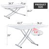 Modern minimalist multifunctional lift table with 0.8 inch MDF desktop and silver metal legs, can be used as a dressing table, coffee table, dining ta