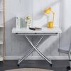 Modern minimalist multifunctional lift table with 0.8 inch MDF desktop and silver metal legs, can be used as a dressing table, coffee table, dining ta