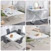 Modern minimalist multifunctional lift table with 0.8 inch MDF desktop and silver metal legs, can be used as a dressing table, coffee table, dining ta
