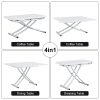 Modern minimalist multifunctional lift table with 0.8 inch MDF desktop and silver metal legs, can be used as a dressing table, coffee table, dining ta