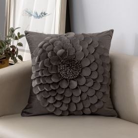 Affordable Luxury Style French Cream Style Three-dimensional Petals Netherlands Velvet Simple Sofa Pillow (Option: Gray-45x45CM Pillowcase)