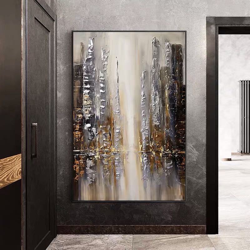 Handmade Top Selling Abstract Oil Painting Wall Art Modern City Building Landscape Minimalist On Canvas Home Decoration For Living Room No Frame Handmade Top Selling Abstract Oil Painting Wall Art Modern City Building Landscape Minimalist On Canvas Home Decoration For Living Room No Frame