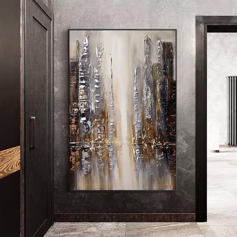 Handmade Top Selling Abstract Oil Painting Wall Art Modern City Building Landscape Minimalist On Canvas Home Decoration For Living Room No Frame Handmade Top Selling Abstract Oil Painting Wall Art Modern City Building Landscape Minimalist On Canvas Home Decoration For Living Room No Frame
