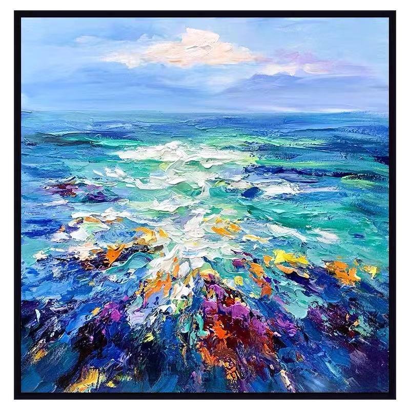 Modern Artist Painted Abstract Dark Blue Sea Oil Painting On Canvas Wall Art Frameless Picture Decor For Living Room Home Gift Modern Artist Painted Abstract Dark Blue Sea Oil Painting On Canvas Wall Art Frameless Picture Decor For Living Room Home Gift