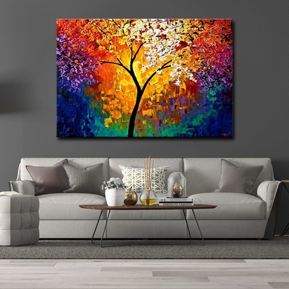 Hand Painted Canvas Oil Paintings Colorful Forest Landscape Abstract Wall Pictures Nordic Art Living Room Home Decor Frameless Hand Painted Canvas Oil Paintings Colorful Forest Landscape Abstract Wall Pictures Nordic Art Living Room Home Decor Frameless
