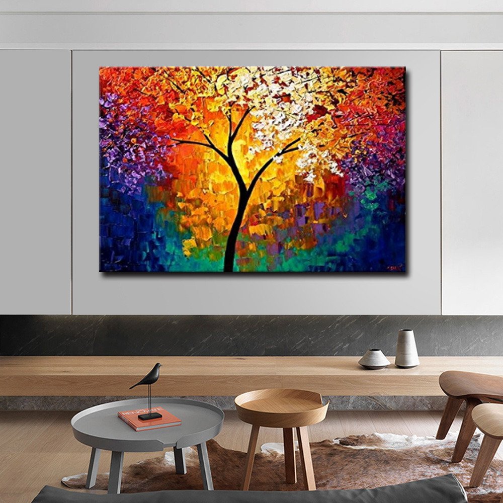 Hand Painted Canvas Oil Paintings Colorful Forest Landscape Abstract Wall Pictures Nordic Art Living Room Home Decor Frameless Hand Painted Canvas Oil Paintings Colorful Forest Landscape Abstract Wall Pictures Nordic Art Living Room Home Decor Frameless