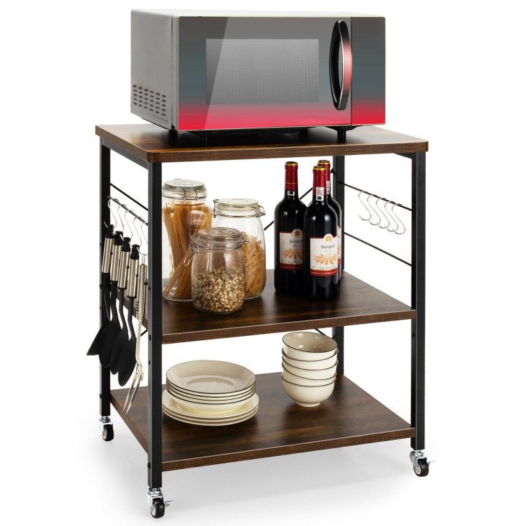 Kitchen Helper Oven Storage Cart 3-Tier Kitchen Baker's Rack With Hooks Kitchen Helper Oven Storage Cart 3-Tier Kitchen Baker's Rack With Hooks