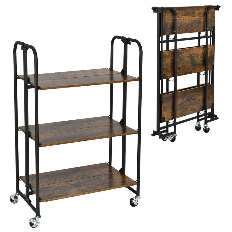 Mini Portable Kitchen Utility Serving Island Cart With Storage Shelves Mini Portable Kitchen Utility Serving Island Cart With Storage Shelves