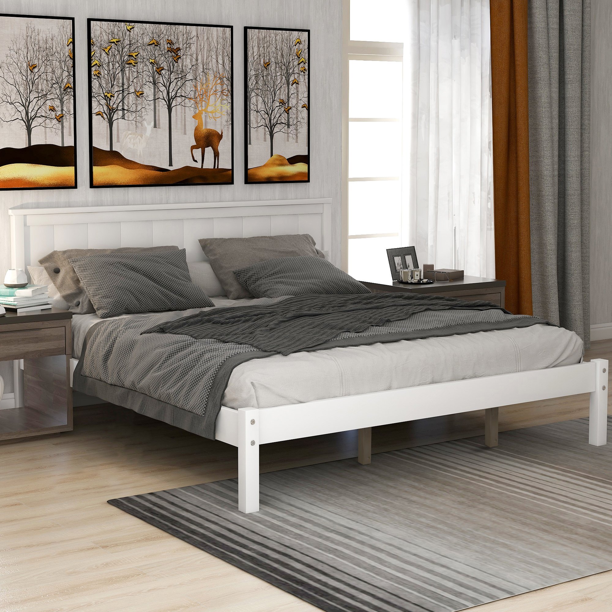 Platform Bed Frame with Headboard , Wood Slat Support , No Box Spring Needed ,Queen Platform Bed Frame with Headboard , Wood Slat Support , No Box Spring Needed ,Queen