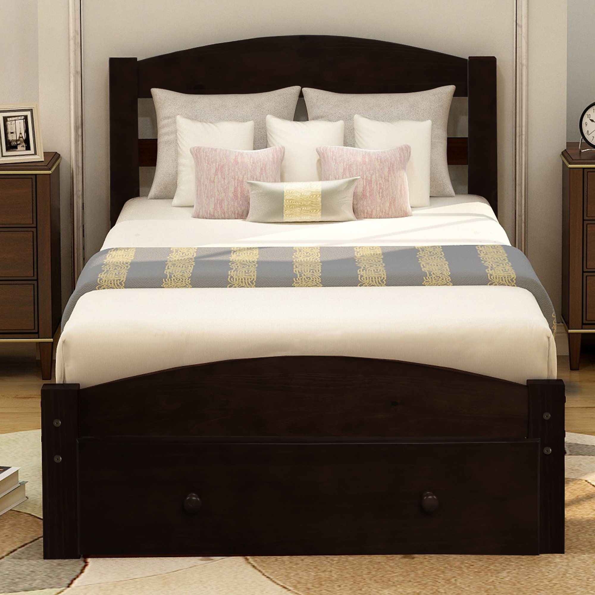 Platform Twin Bed Frame with Storage Drawer and Wood Slat Support No Box Spring Needed Platform Twin Bed Frame with Storage Drawer and Wood Slat Support No Box Spring Needed