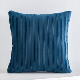 Netherlands Velvet Striped Pleated Cushion Cushion (Option: Midnight blue-45x45cm 400g pillow)